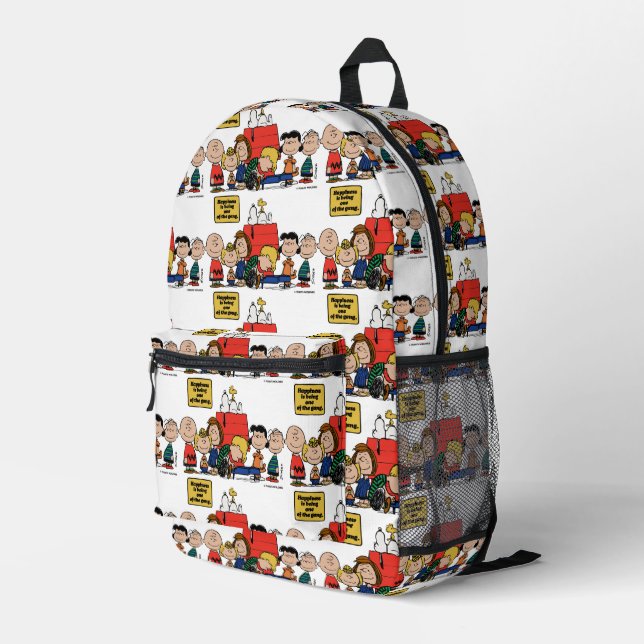 Erdnüsse | Glück ist eins der Gang Bedruckter Rucksack (Rückseitige Ecke Rechts)