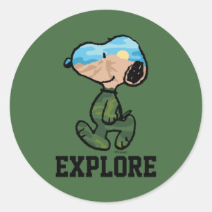 Erdnüsse Große Snoopie im Freien Runder Aufkleber