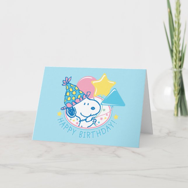 Erdnüsse | Happy Birthday Snoopy Balloons Karte (Vorderseite)