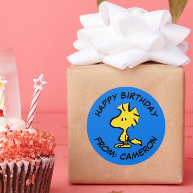 Erdnüsse | Holz | Happy Birthday Runder Aufkleber (Party)