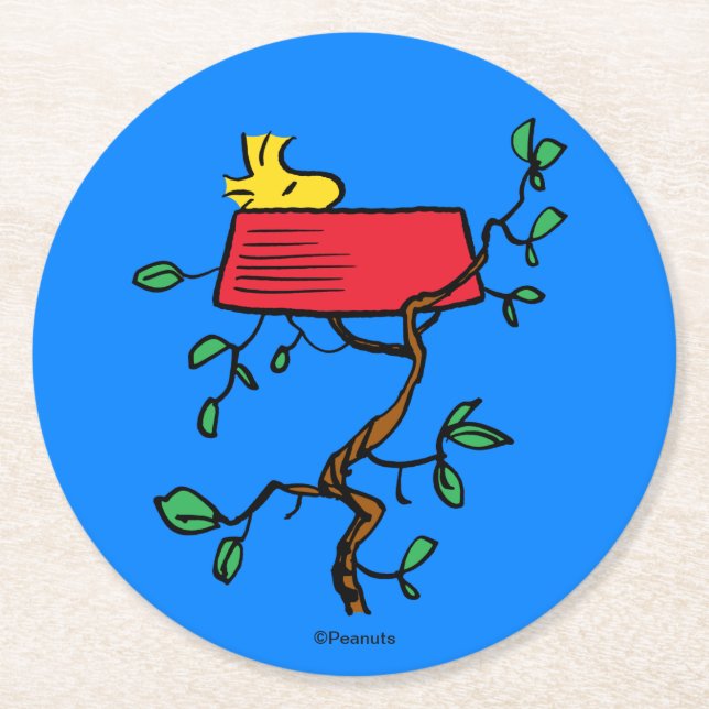 Erdnüsse | Holzeinschlag in Snoopy's Dish Runder Pappuntersetzer (Vorderseite)