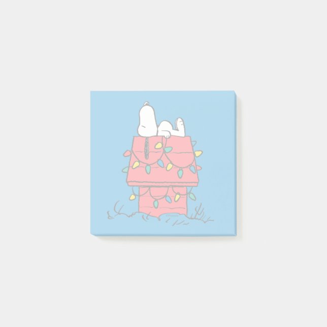 Erdnüsse | Hundehütte Snoopy mit Licht Post-it Klebezettel (Vorderseite)