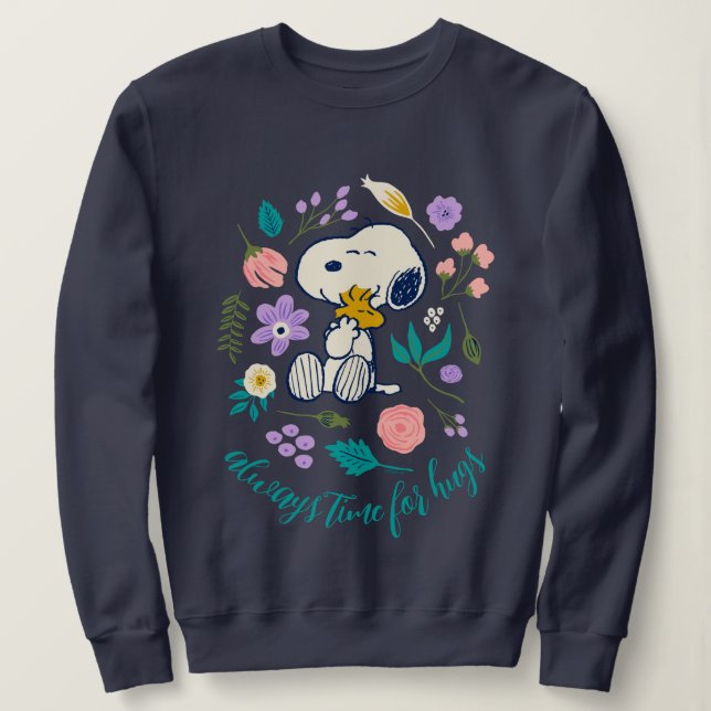Erdnüsse im Blut | Snoopy & Woodstock Blume Umarmu Sweatshirt (Design vorne)