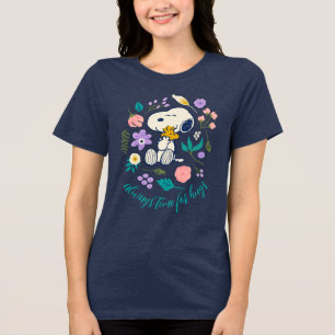 Erdnüsse im Blut   Snoopy & Woodstock Blume Umarmu Tri-Blend Shirt