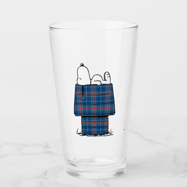 Erdnüsse | Karierte Flannel Ferienhaus Hunde Snoop Glas (Vorderseite)