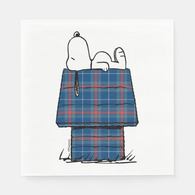 Erdnüsse | Karierte Flannel Ferienhaus Hunde Snoop Serviette (Vorderseite)