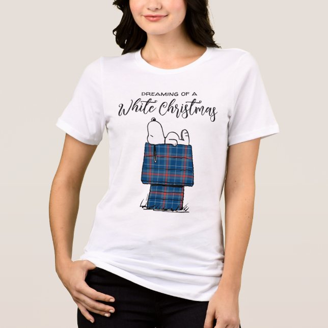 Erdnüsse | Karierte Flannel Ferienhaus Hunde Snoop Tri-Blend Shirt (Vorderseite)