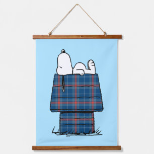 Erdnüsse Karierte Flannel Ferienhaus Hunde Snoop Wandteppich Mit Holzrahmen