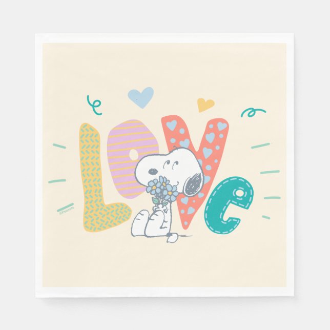 Erdnüsse | Liebe der Snoopy-Blume Serviette (Vorderseite)