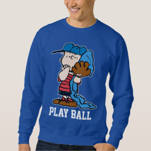 Erdnüsse   Linus in seinem Baseballgestänge Sweatshirt