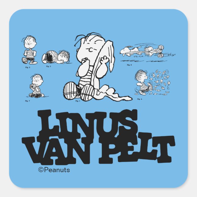 Erdnüsse | Linus Quadratischer Aufkleber (Vorderseite)