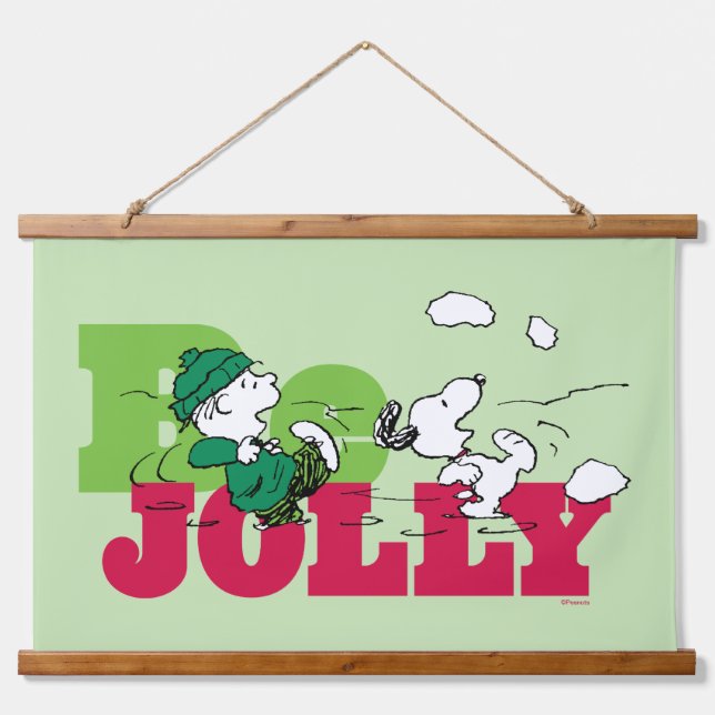 Erdnüsse | Linus & Snoopy Be Jolly Wandteppich Mit Holzrahmen (Vorne)