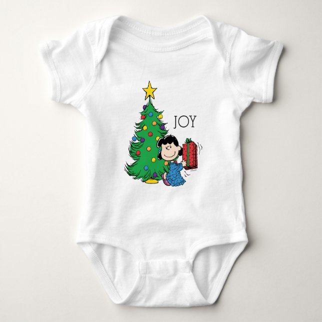 Erdnüsse | Lucy Christmas Tree Baby Strampler (Vorderseite)