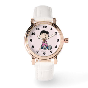 Erdnüsse   Lucy mit überquerten Waffen Armbanduhr