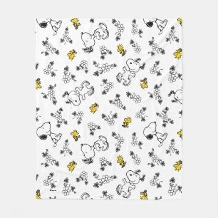 Erdnüsse   Muster für Snoopy & Woodstock B&W-Blume Fleecedecke