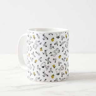 Erdnüsse Muster für Snoopy & Woodstock B&W-Blume Kaffeetasse