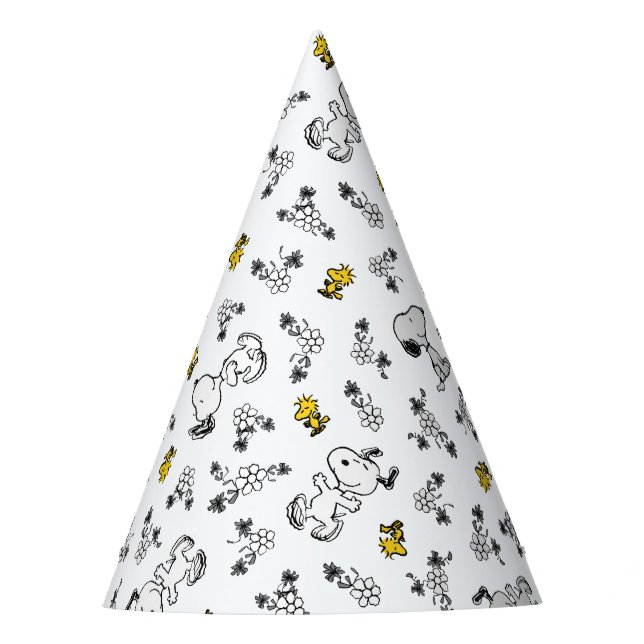 Erdnüsse | Muster für Snoopy & Woodstock B&W-Blume Partyhütchen (Vorderseite)