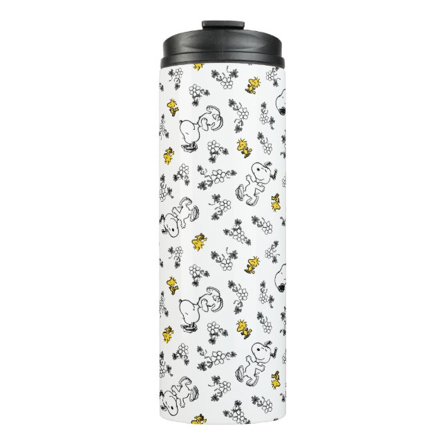 Erdnüsse | Muster für Snoopy & Woodstock B&W-Blume Thermosbecher (Vorderseite)