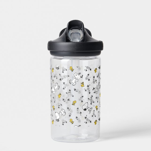 Erdnüsse | Muster für Snoopy & Woodstock B&W-Blume Trinkflasche (Vorne)