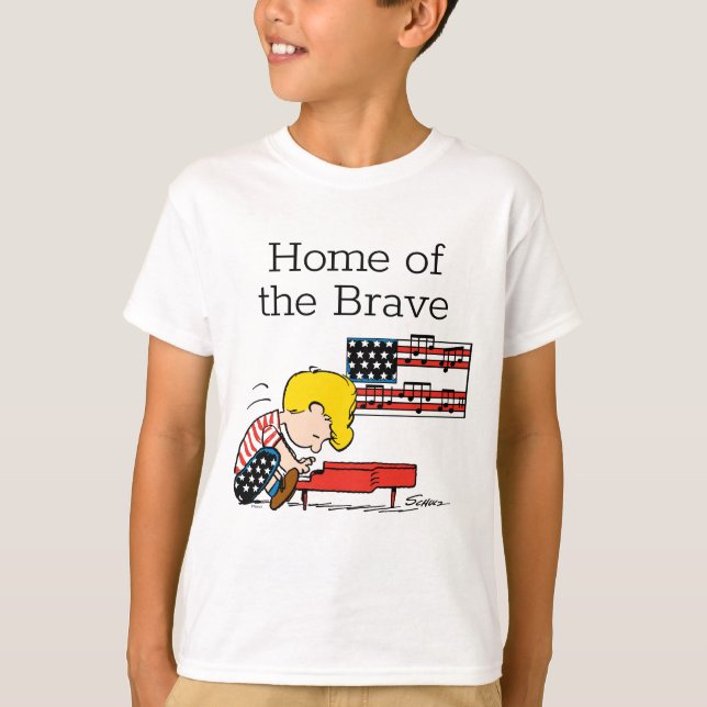 Erdnüsse | Patriotic Schroeder & Sein Piano T-Shirt (Vorderseite)