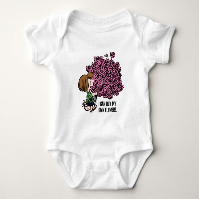 Erdnüsse | Peppermint Patty Pink Bouquet Baby Strampler (Vorderseite)