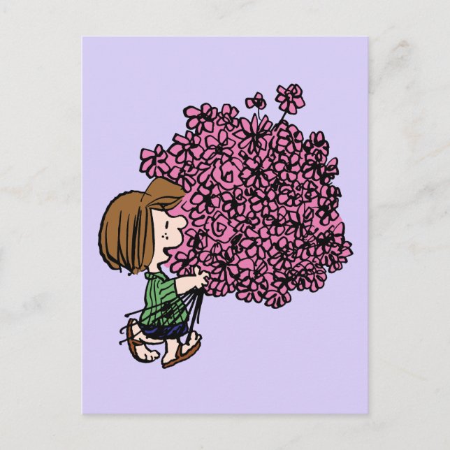 Erdnüsse | Peppermint Patty Pink Bouquet Postkarte (Vorderseite)