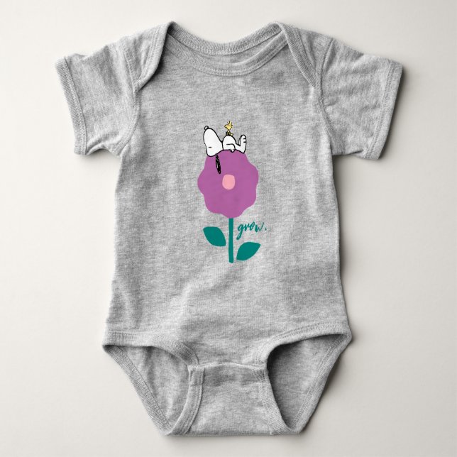 Erdnüsse | Pfeifen für Snoopy und Holz-Blume Baby Strampler (Vorderseite)
