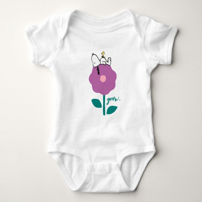 Erdnüsse | Pfeifen für Snoopy und Holz-Blume Baby Strampler (Vorderseite)