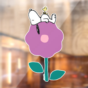 Erdnüsse Pfeifen für Snoopy und Holz-Blume Fensteraufkleber