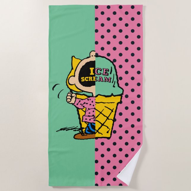 Erdnüsse | Sally Ice Cream Half & Halb Strandtuch (Vorderseite)