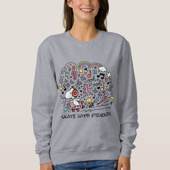 Erdnüsse | Skaten für Snoopy- und Holzrolle Sweatshirt (Vorderseite)