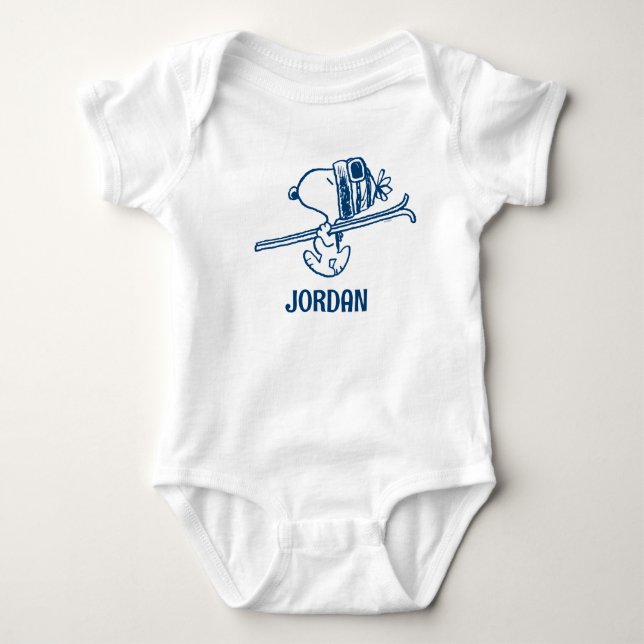 Erdnüsse | Skitour Snoopy | Name hinzufügen Baby Strampler (Vorderseite)