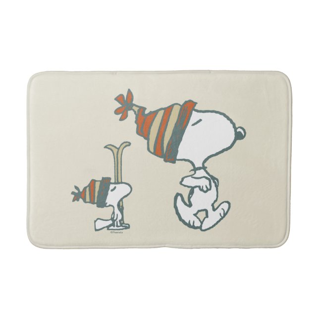 Erdnüsse | Skitour Snoopy & Woodstock Badematte (Vorderseite)
