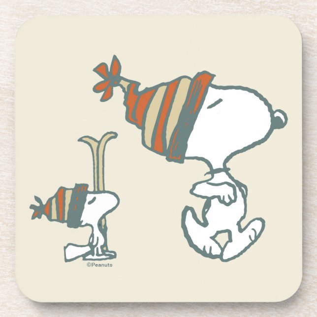 Erdnüsse | Skitour Snoopy & Woodstock Getränkeuntersetzer (Vorderseite)