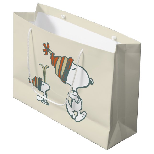 Erdnüsse | Skitour Snoopy & Woodstock Große Geschenktüte (Vorderseite Schrägansicht)