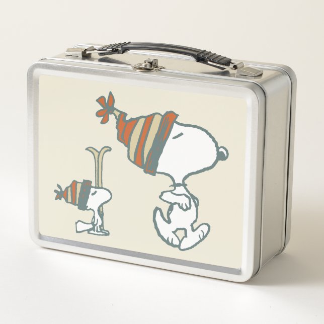 Erdnüsse | Skitour Snoopy & Woodstock Metall Brotdose (Vorderseite)