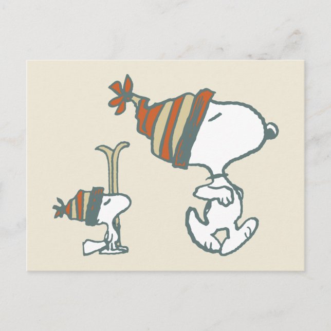 Erdnüsse | Skitour Snoopy & Woodstock Postkarte (Vorderseite)