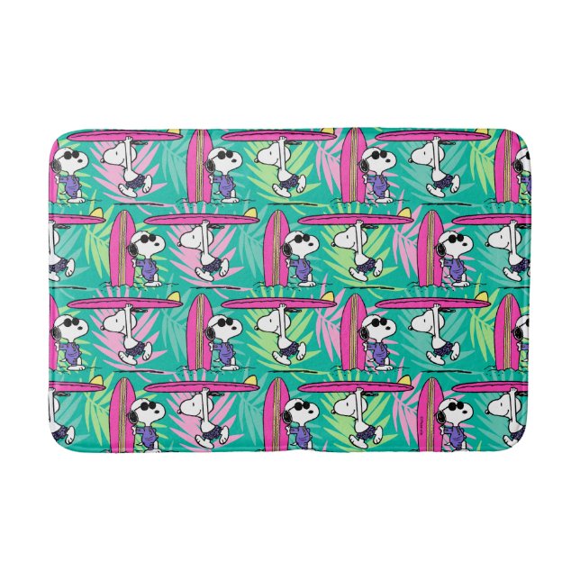 Erdnüsse | Snoopy Aquamarin Surfmuster Badematte (Vorderseite)