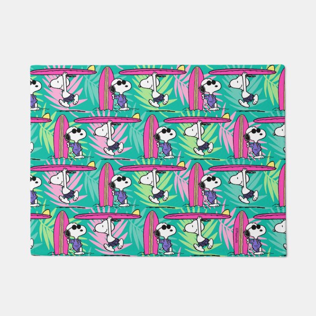 Erdnüsse | Snoopy Aquamarin Surfmuster Fußmatte (Vorderseite)