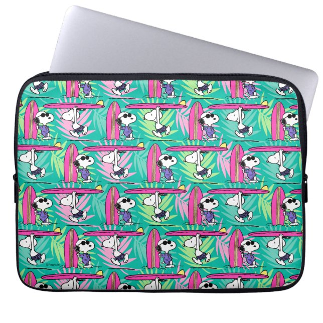 Erdnüsse | Snoopy Aquamarin Surfmuster Laptopschutzhülle (Vorderseite)