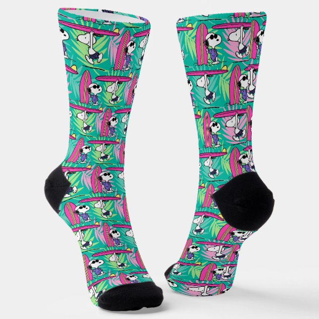 Erdnüsse | Snoopy Aquamarin Surfmuster Socken (Gewinkelt)