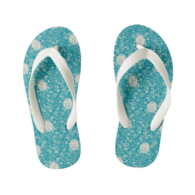 Erdnüsse | Snoopy Aquamarin tropisches Strandmuste Kinderbadesandalen (Fußbett)
