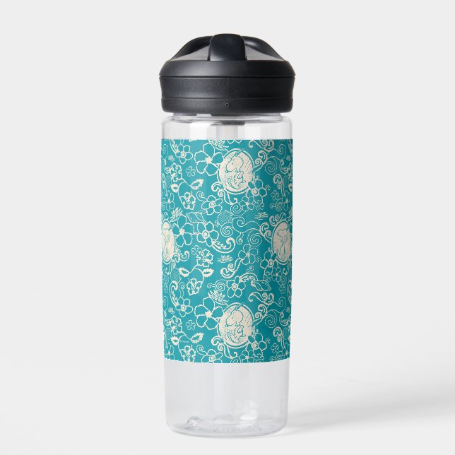 Erdnüsse | Snoopy Aquamarin tropisches Strandmuste Trinkflasche (Vorderseite)