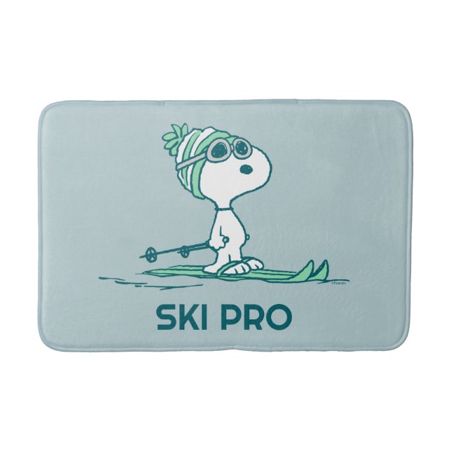 Erdnüsse | Snoopy auf Skis Badematte (Vorderseite)
