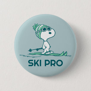 Erdnüsse   Snoopy auf Skis Button