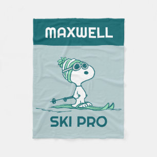 Erdnüsse Snoopy auf Skis Fleecedecke
