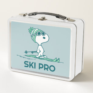 Erdnüsse Snoopy auf Skis Metall Brotdose