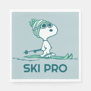 Erdnüsse   Snoopy auf Skis Serviette