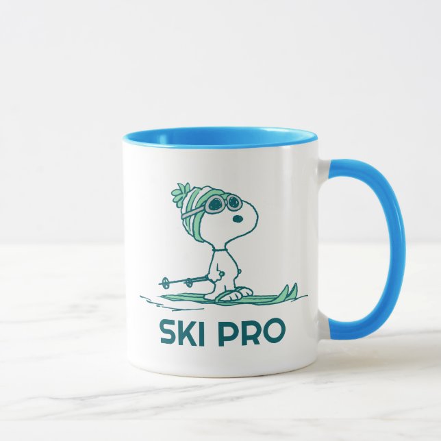 Erdnüsse | Snoopy auf Skis Tasse (Rechts)