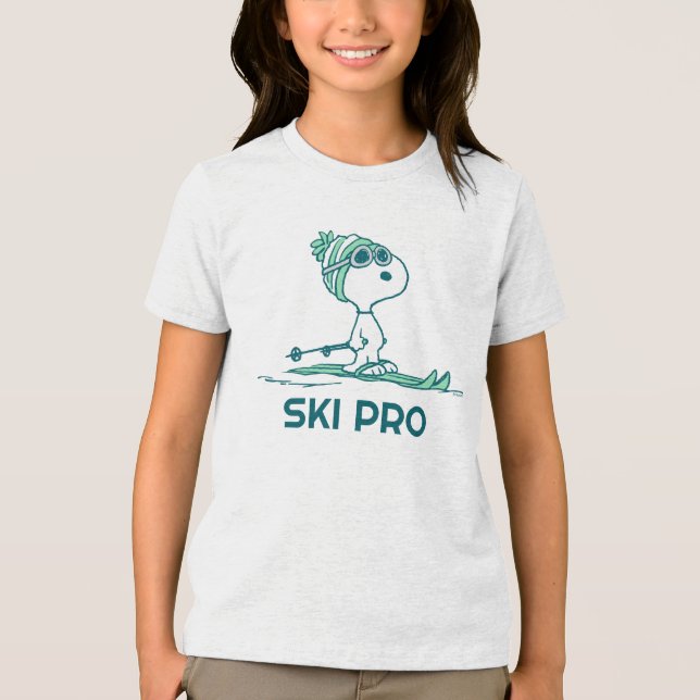 Erdnüsse | Snoopy auf Skis Tri-Blend Shirt (Vorderseite)